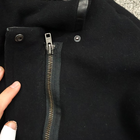 Madewell Coat Women's 4 Black Wool Blend Collared Jacket Zip Pockets‎ - Picture 5 of 12